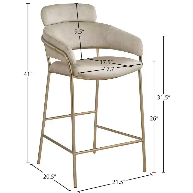 Meridian Furniture,Yara Velvet Counter Stool