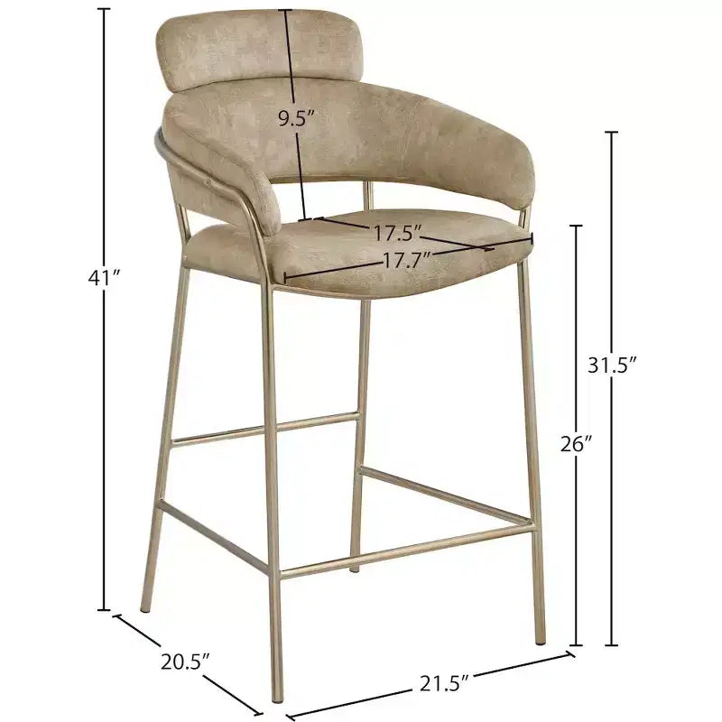 Meridian Furniture,Yara Velvet Counter Stool