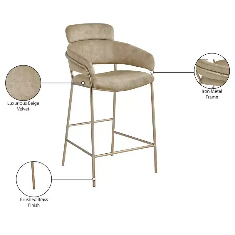 Meridian Furniture,Yara Velvet Counter Stool