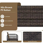 Costway 3 PCS Patio Wicker Furniture Set, Outdoor Conversation Bistro Set with Cushioned Mix Brown + Beige/Off-white
