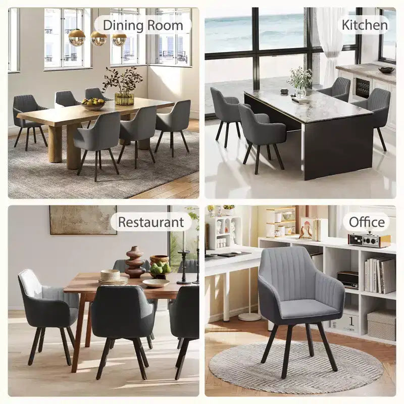 Furniliving 2-Pcs Mid Century Dining Chairs Upholstered Dining Room Chairs With Armrest