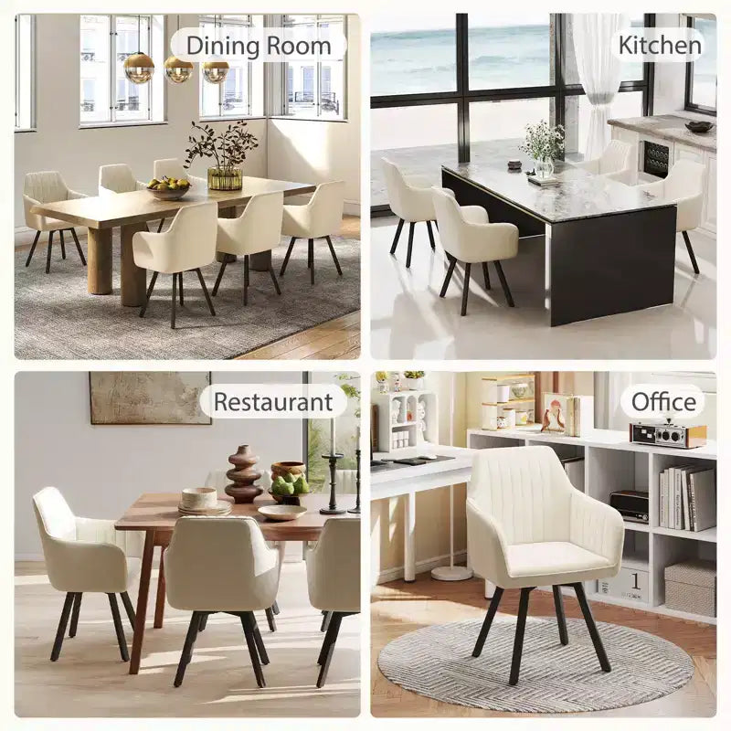 Furniliving 2-Pcs Mid Century Dining Chairs Upholstered Dining Room Chairs With Armrest