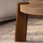 JVNOXK 36.61 Round Herringbone Coffee Table, Solid Wood & MDF Rustic Accent Table with Tapered Legs, Natural Distressed Wood Finish for Living Room