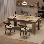 Rustic Rectangular Dining Table for 4-8  63/71 Large Farmhouse Kitchen & Dining Table, Reinforced Triangle Legs, Wooden Tabletop for Apartments