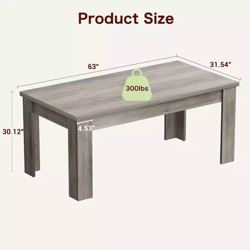 Rustic Rectangular Dining Table for 4-8  63/71 Large Farmhouse Kitchen & Dining Table, Reinforced Triangle Legs, Wooden Tabletop for Apartments