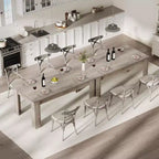Rustic Rectangular Dining Table for 4-8  63/71 Large Farmhouse Kitchen & Dining Table, Reinforced Triangle Legs, Wooden Tabletop for Apartments