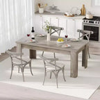 Rustic Rectangular Dining Table for 4-8  63/71 Large Farmhouse Kitchen & Dining Table, Reinforced Triangle Legs, Wooden Tabletop for Apartments