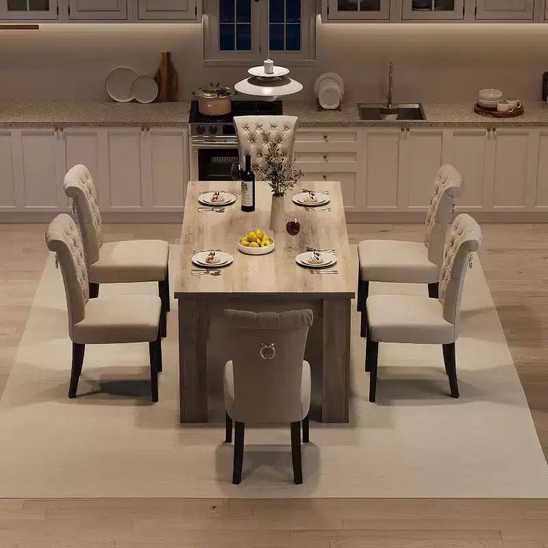 Rustic Rectangular Dining Table for 4-8  63/71 Large Farmhouse Kitchen & Dining Table, Reinforced Triangle Legs, Wooden Tabletop for Apartments