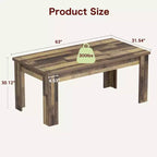 Rustic Rectangular Dining Table for 4-8  63/71 Large Farmhouse Kitchen & Dining Table, Reinforced Triangle Legs, Wooden Tabletop for Apartments