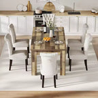 Rustic Rectangular Dining Table for 4-8  63/71 Large Farmhouse Kitchen & Dining Table, Reinforced Triangle Legs, Wooden Tabletop for Apartments
