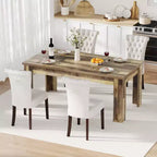Rustic Rectangular Dining Table for 4-8  63/71 Large Farmhouse Kitchen & Dining Table, Reinforced Triangle Legs, Wooden Tabletop for Apartments