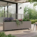 Modern Grey Brown Aluminum Divider Planter for Indoor Outdoor Spaces, Privacy Planter Box with Drainage and Durable Finish