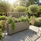 Modern Grey Brown Aluminum Divider Planter for Indoor Outdoor Spaces, Privacy Planter Box with Drainage and Durable Finish