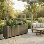 Modern Grey Brown Aluminum Divider Planter for Indoor Outdoor Spaces, Privacy Planter Box with Drainage and Durable Finish