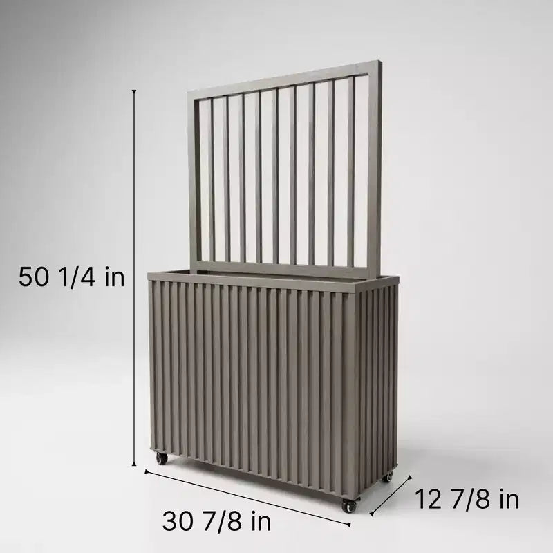 Modern Grey Brown Aluminum Divider Planter for Indoor Outdoor Spaces, Privacy Planter Box with Drainage and Durable Finish