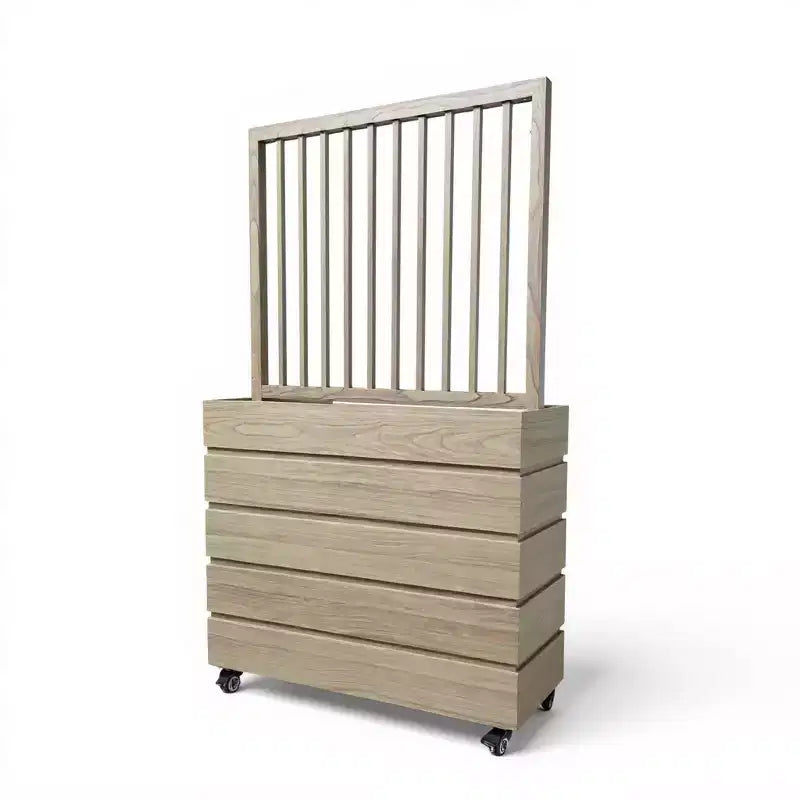 Modern Ash Brown Aluminum Divider Planter for Indoor Outdoor Spaces, Privacy Planter Box with Drainage and Durable Finish
