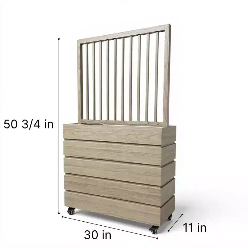 Modern Ash Brown Aluminum Divider Planter for Indoor Outdoor Spaces, Privacy Planter Box with Drainage and Durable Finish