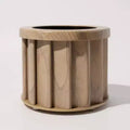 Modern Ash Brown Small Round Aluminum Planter for Indoor Outdoor Use, Textured Flower Pot with Drainage and Durable Finish