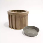 Modern Ash Brown Small Round Aluminum Planter for Indoor Outdoor Use, Textured Flower Pot with Drainage and Durable Finish