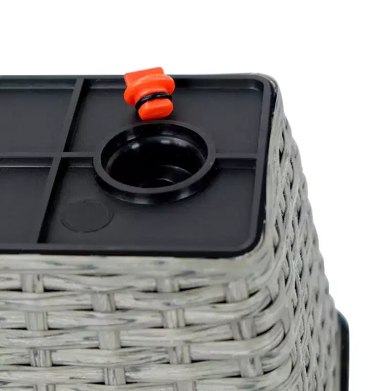 2-Pack Gray Wicker Rectangle Self-Watering Planter Pot for Indoor Outdoor Use, Flower Pot with Reservoir, Drainage and Weather-Ready Design