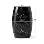 Outdoor & Indoor Metal End Table with Lace Cut Design, Barrel Accent Table for Patio, Garden, and Living Room, No Assembly Needed-Panipeachy