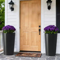 2-Pack Black Tall Square Planters for Outdoor Plants, Modern Tapered Flower Pots for Porch Patio Entryway and Indoor Decor