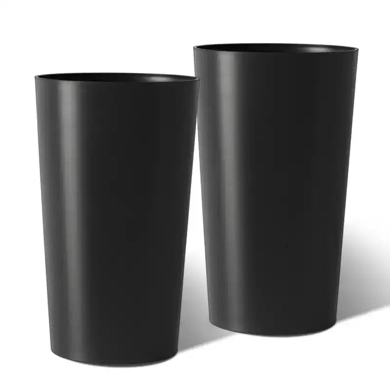 2-Pack Black Tall Square Planters for Outdoor Plants, Modern Tapered Flower Pots for Porch Patio Entryway and Indoor Decor