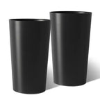 2-Pack Black Tall Square Planters for Outdoor Plants, Modern Tapered Flower Pots for Porch Patio Entryway and Indoor Decor