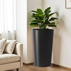 2-Pack Black Tall Square Planters for Outdoor Plants, Modern Tapered Flower Pots for Porch Patio Entryway and Indoor Decor