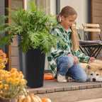 2-Pack Black Tall Square Planters for Outdoor Plants, Modern Tapered Flower Pots for Porch Patio Entryway and Indoor Decor