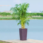 30 In Tall Brown Self-Watering Planter for Outdoor Indoor Use, Large Faux Rattan Flower Pot with Water Monitor and Inner Bucket