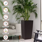 30 In Tall Brown Self-Watering Planter for Outdoor Indoor Use, Large Faux Rattan Flower Pot with Water Monitor and Inner Bucket