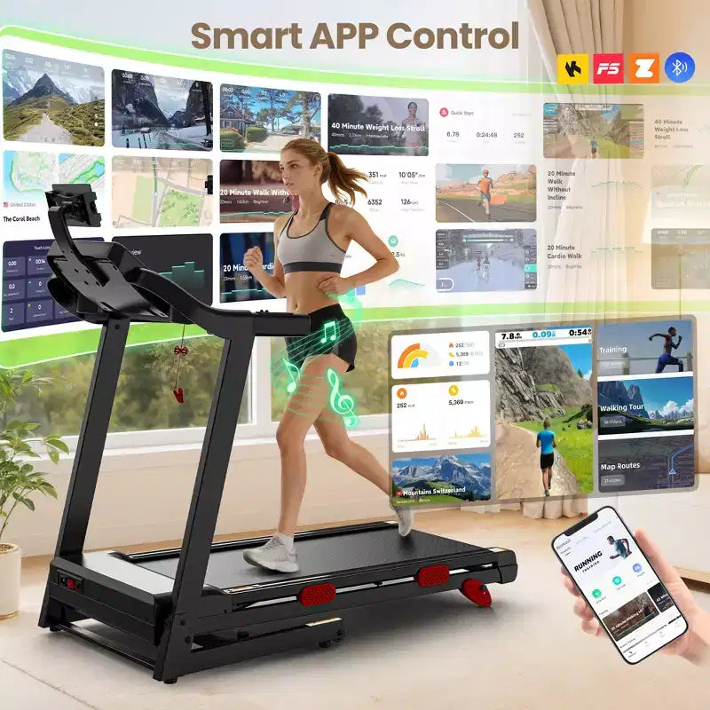 Treadmills for Home with Dual Brushless 3.5 HP Motorized, Folding Treadmill with 6% Manual Incline, 9MPH, 350 lb Capacity, 17 Wide Belt