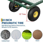 900LBS Heavy Duty Garden Cart - 10 Pneumatic Tires Utility Wagon with Removable Sides (1-Piece)