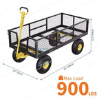 900LBS Heavy Duty Garden Cart - 10 Pneumatic Tires Utility Wagon with Removable Sides (1-Piece)