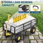 900LBS Heavy Duty Garden Cart - 10 Pneumatic Tires Utility Wagon with Removable Sides (1-Piece)