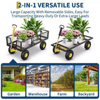 900LBS Heavy Duty Garden Cart - 10 Pneumatic Tires Utility Wagon with Removable Sides (1-Piece)
