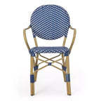 GDFStudio Catalina Modern 3 Piece Outdoor Aluminum French Bistro Set with Faux Rattan Design and Round Table