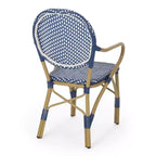 GDFStudio Catalina Modern 3 Piece Outdoor Aluminum French Bistro Set with Faux Rattan Design and Round Table