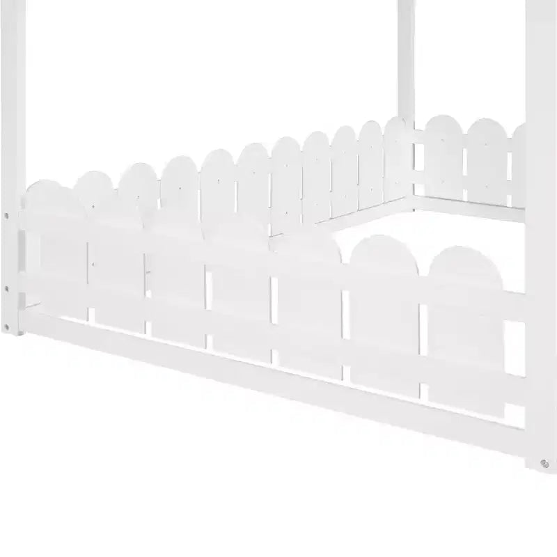 Luxystar Wooden House Bed Frame with Fence for Kids and Teens, White