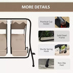 2-Person Patio Swing with Removable Canopy Cup Holders and Separate Seats Beige