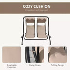 2-Person Patio Swing with Removable Canopy Cup Holders and Separate Seats Beige