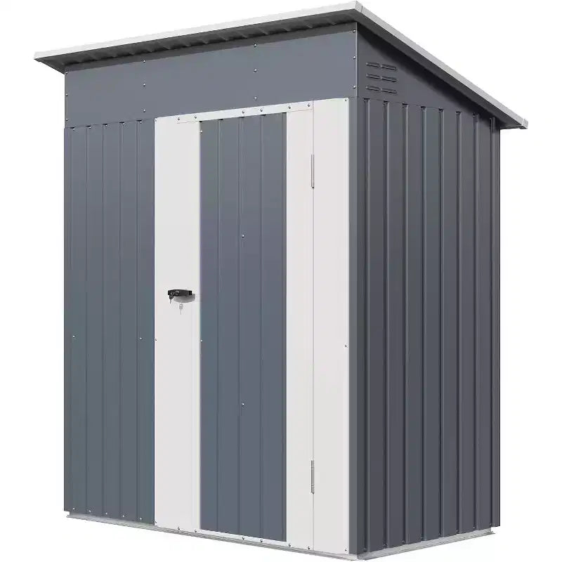 GustoWave 5x3 FT Metal Outdoor Storage Shed with Lockable Doors & Vents, Weather-Resistant Garden Tool Shed for Backyard Patio
