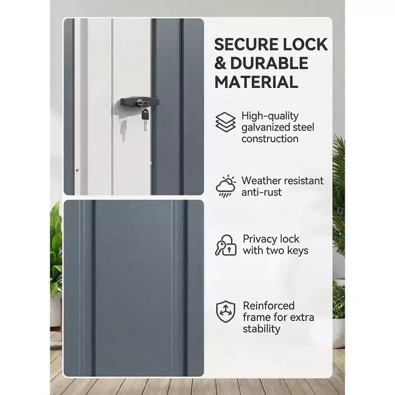 GustoWave 5x3 FT Metal Outdoor Storage Shed with Lockable Doors & Vents, Weather-Resistant Garden Tool Shed for Backyard Patio