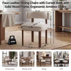 Ora Maison Faux Leather Dining Chairs with Curved Back and Solid Wood Frame, Ergonomic Armless Chairs for Living Room, Dining Room