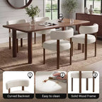 Ora Maison Faux Leather Dining Chairs with Curved Back and Solid Wood Frame, Ergonomic Armless Chairs for Living Room, Dining Room