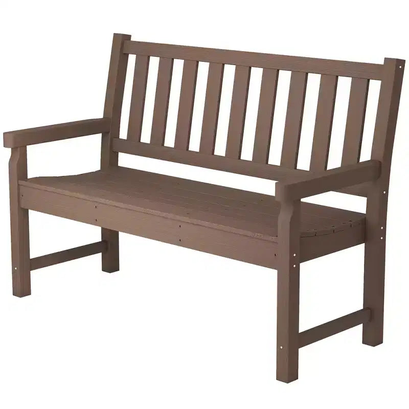 Outsunny Outdoor Bench, 49 All-Weather HDPE Garden Bench, 2-Person Patio Benches with 530 lbs Capacity, Curved Seat for Backyard