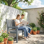 Outsunny Outdoor Bench, 49 All-Weather HDPE Garden Bench, 2-Person Patio Benches with 530 lbs Capacity, Curved Seat for Backyard