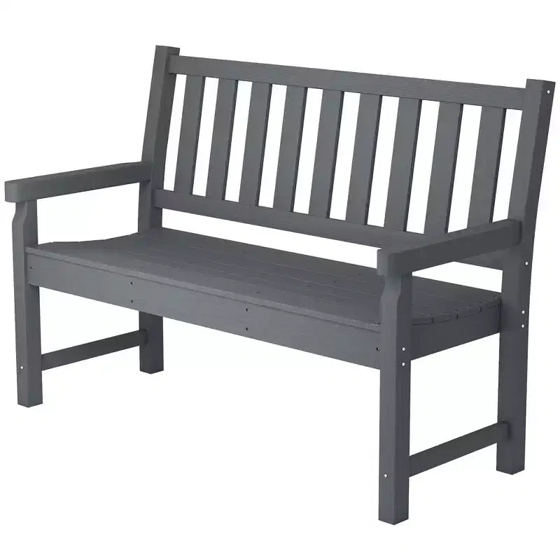 Outsunny Outdoor Bench, 49 All-Weather HDPE Garden Bench, 2-Person Patio Benches with 530 lbs Capacity, Curved Seat for Backyard