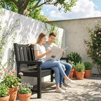 Outsunny Outdoor Bench, 49 All-Weather HDPE Garden Bench, 2-Person Patio Benches with 530 lbs Capacity, Curved Seat for Backyard